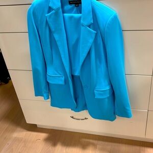 Boston Proper turquoise pants suit from the versatile Beyond Travel line.